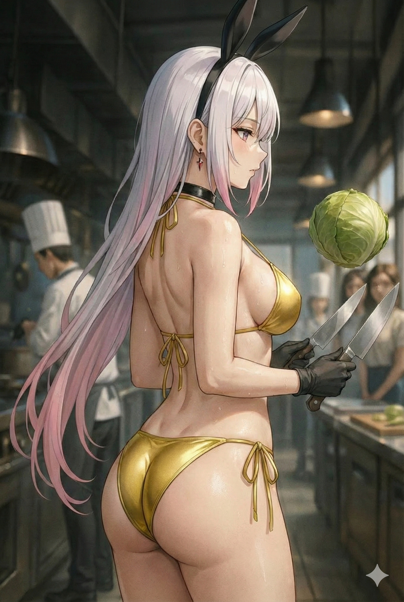 【#AIイラスト】金ビキニ印の3分クッキング!【マイクロビキニ】 38 Gemini Generated Image p6bsnbp6bsnbp6bs