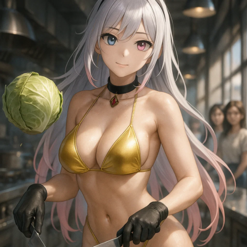 【#AIイラスト】金ビキニ印の3分クッキング!【マイクロビキニ】 1 image 50