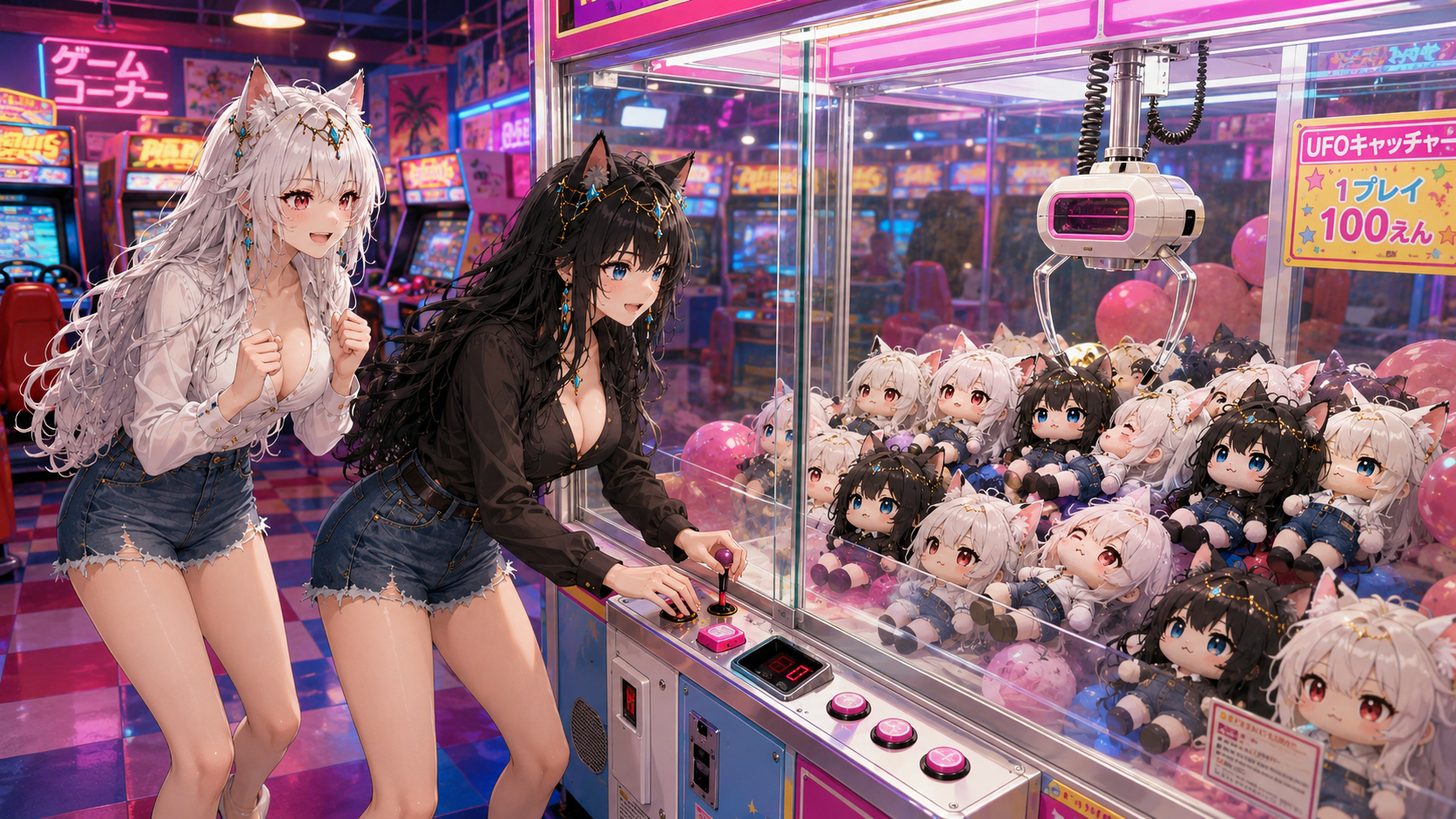 【Chat GPT Astra】ぬいぐるみキャッチャー【黒猫姫と白猫姫】 【Chat GPT Astra】ぬいぐるみキャッチャー【黒猫姫と白猫姫】
