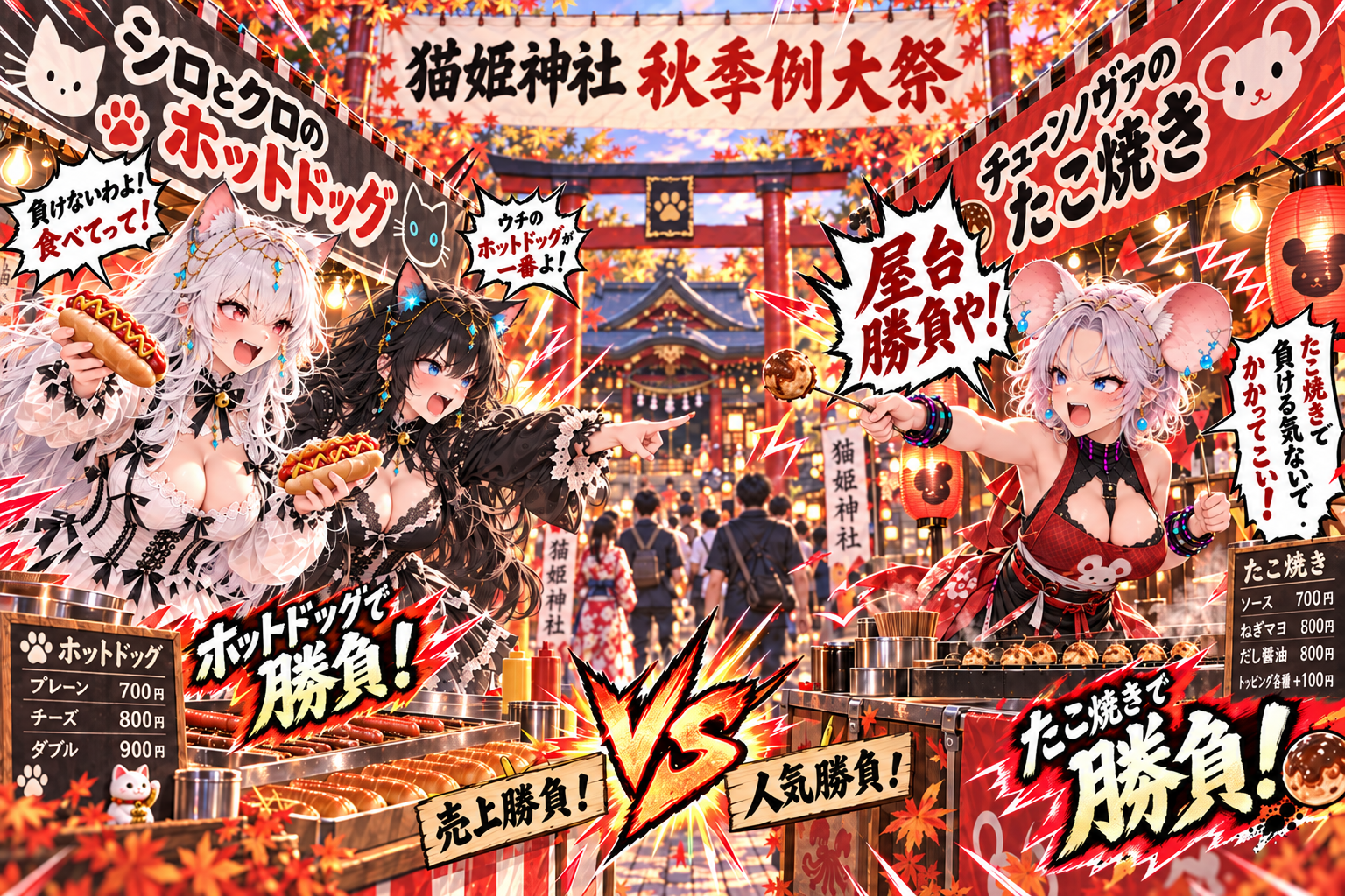 ホットドッグ or たこ焼きゲーム【スイカゲームっぽいやつ】